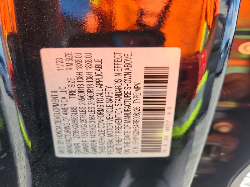 2024 Honda Pilot მანქანა იყიდება აუქციონზე, vin: 5FNYG2H54RB008126, აუქციონის ნომერი: 68860846