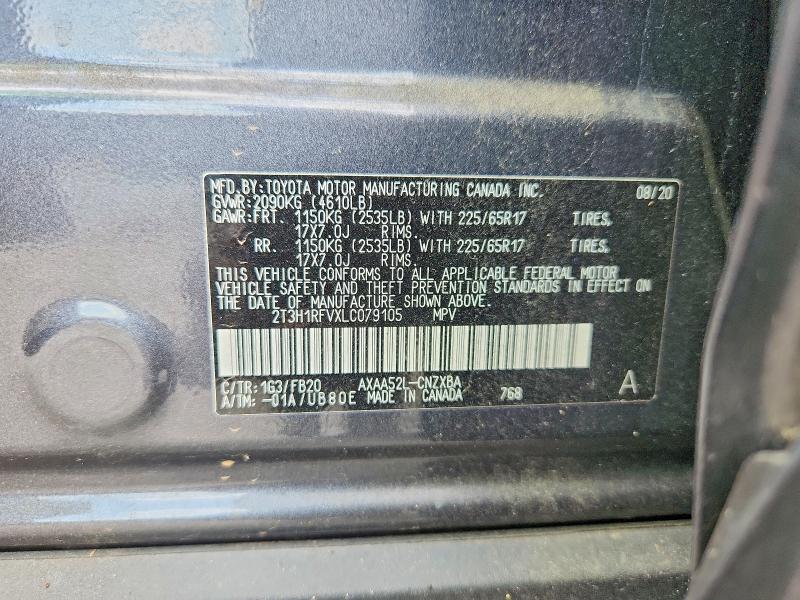 2020 Toyota Rav4 მანქანა იყიდება აუქციონზე, vin: 2T3H1RFVXLC079105, აუქციონის ნომერი: 65967396