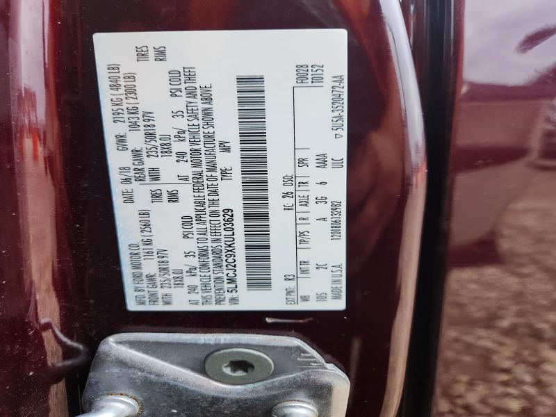 68869496 :رقم المزاد ، 5LMCJ2C9XKUL03629 vin ، 2019 Lincoln Mkc مزاد بيع