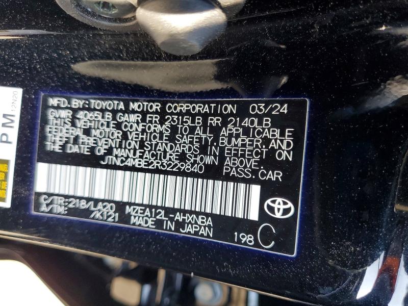 Продажа на аукционе авто 2024 Toyota Corolla, vin: JTNC4MBE2R3229840, номер лота: 69310886