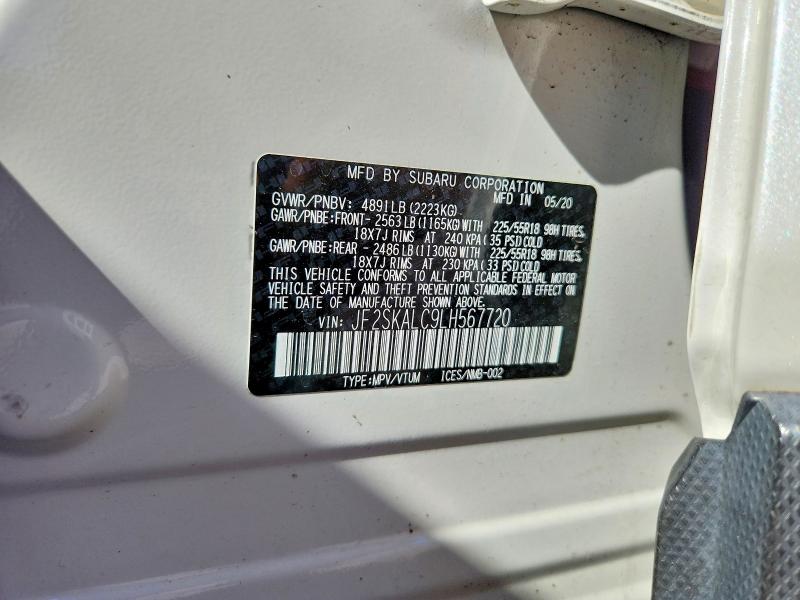 Aukcja sprzedaży 2020 Subaru Forester, vin: JF2SKALC9LH567720, numer aukcji: 68915666