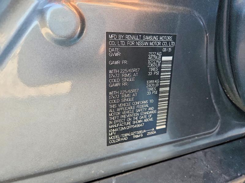 2015 Nissan Rogue მანქანა იყიდება აუქციონზე, vin: KNMAT2MV2FP549647, აუქციონის ნომერი: 67727386