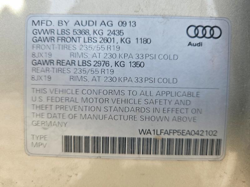 Продажа на аукционе авто 2014 Audi Q5, vin: WA1LFAFP5EA042102, номер лота: 68768906