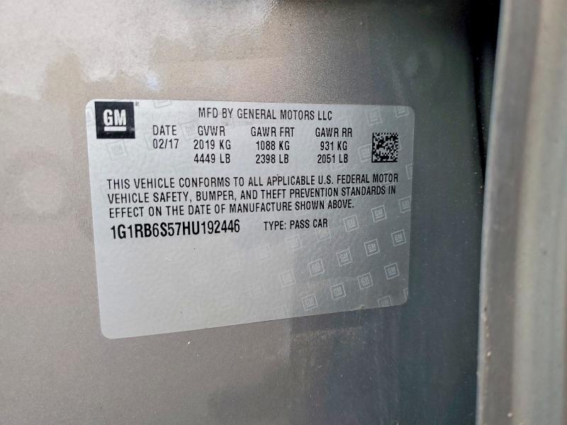 Aukcja sprzedaży 2017 Chevrolet Volt, vin: 1G1RB6S57HU192446, numer aukcji: 69645766