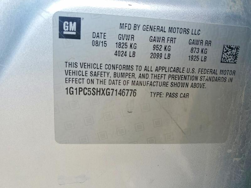 Продаж на аукціоні авто 2016 Chevrolet Cruze Limited, vin: 1G1PC5SHXG7146776, номер лоту: 68806756