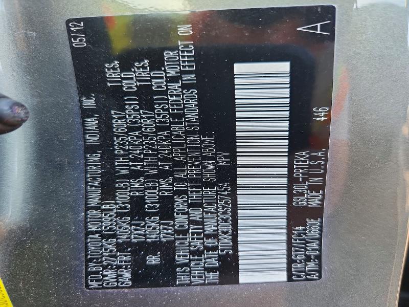2012 Toyota Sienna მანქანა იყიდება აუქციონზე, vin: 5TDKK3DC3CS257454, აუქციონის ნომერი: 69259486