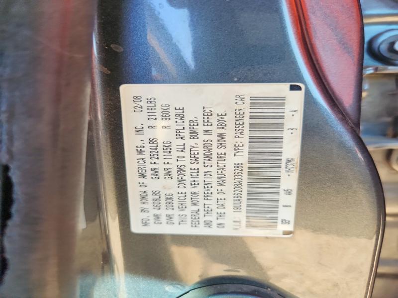 70057496 :رقم المزاد ، 19UUA66208A036286 vin ، 2008 Acura Tl مزاد بيع
