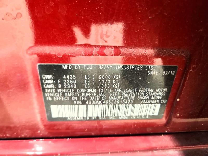 2014 Subaru Legacy მანქანა იყიდება აუქციონზე, vin: 4S3BMCA65E3013429, აუქციონის ნომერი: 69214166