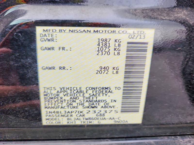 2013 Nissan Altima მანქანა იყიდება აუქციონზე, vin: 1N4BL3AP7DC232375, აუქციონის ნომერი: 70247006