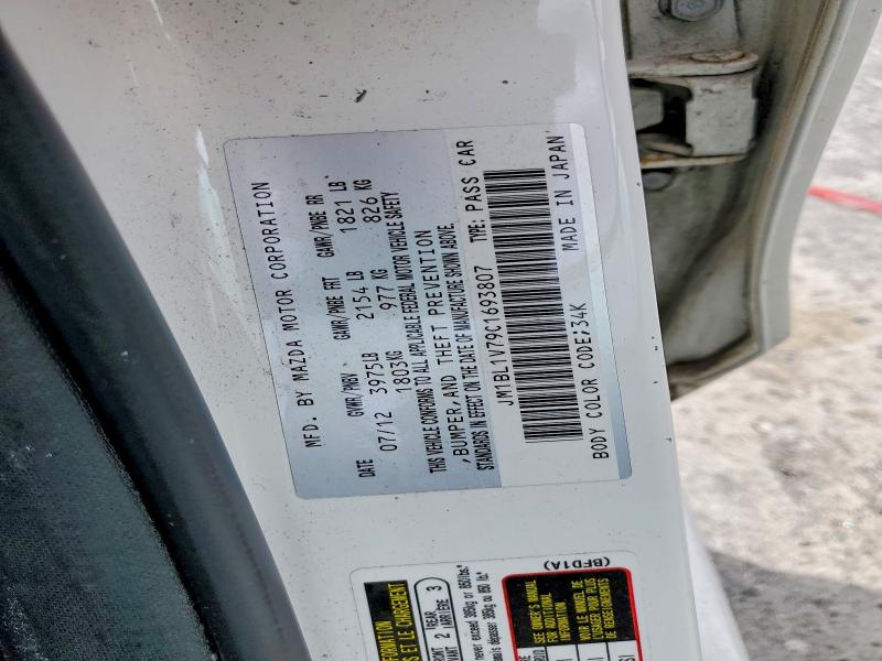2012 Mazda 3 მანქანა იყიდება აუქციონზე, vin: JM1BL1V79C1693807, აუქციონის ნომერი: 67900336