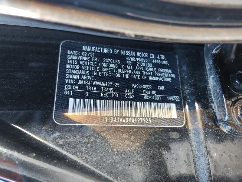 68326446 :رقم المزاد ، JN1BJ1AW9MW427925 vin ، 2021 Nissan Rogue Sport مزاد بيع