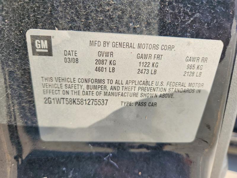 69024046 :رقم المزاد ، 2G1WT58K581275537 vin ، 2008 Chevrolet Impala مزاد بيع