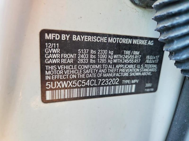 Продаж на аукціоні авто 2012 Bmw X3, vin: 5UXWX5C54CL723202, номер лоту: 70710606