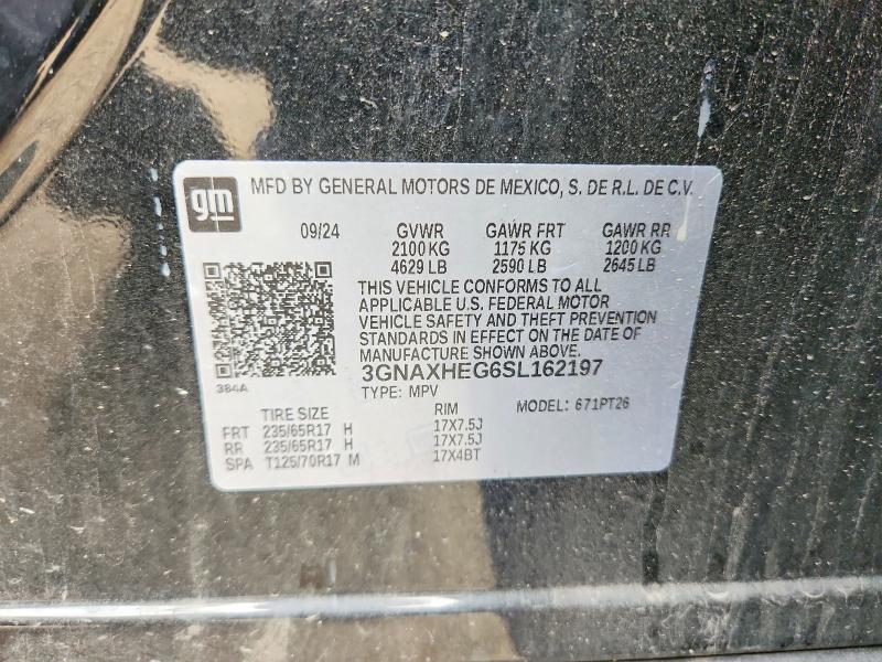 Aukcja sprzedaży 2025 Chevrolet Equinox, vin: 3GNAXHEG6SL162197, numer aukcji: 67808766