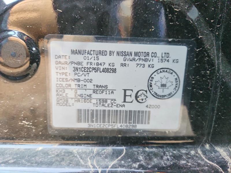 2015 Nissan Versa Note მანქანა იყიდება აუქციონზე, vin: 3N1CE2CP5FL408298        , აუქციონის ნომერი: 69002346