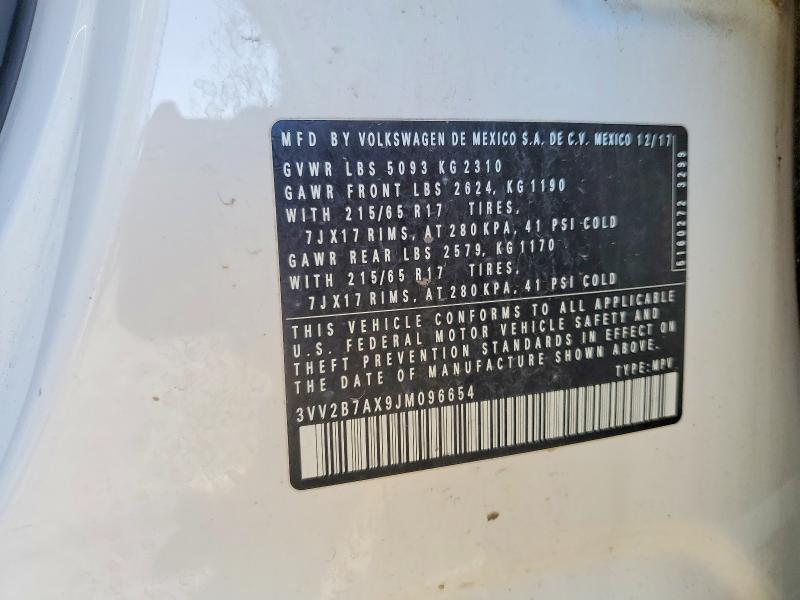 69011846 :رقم المزاد ، 3VV2B7AX9JM096654 vin ، 2018 Volkswagen Tiguan مزاد بيع