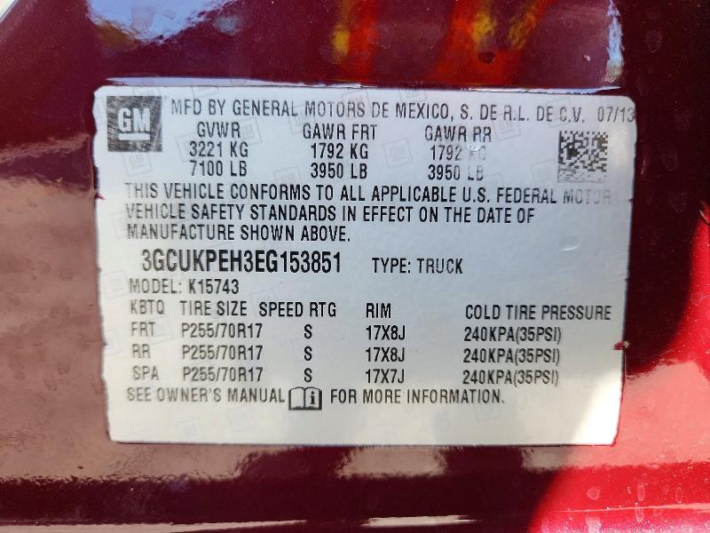 Auction sale of the 2014 Chevrolet Silverado, vin: 3GCUKPEH3EG153851, lot number: 68179666