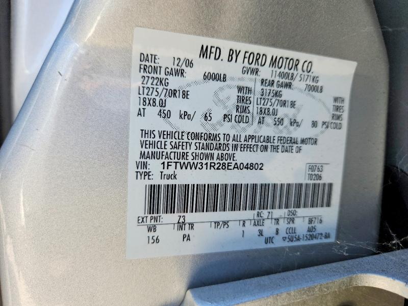 2008 Ford F350 მანქანა იყიდება აუქციონზე, vin: 1FTWW31R28EA04802, აუქციონის ნომერი: 69442916