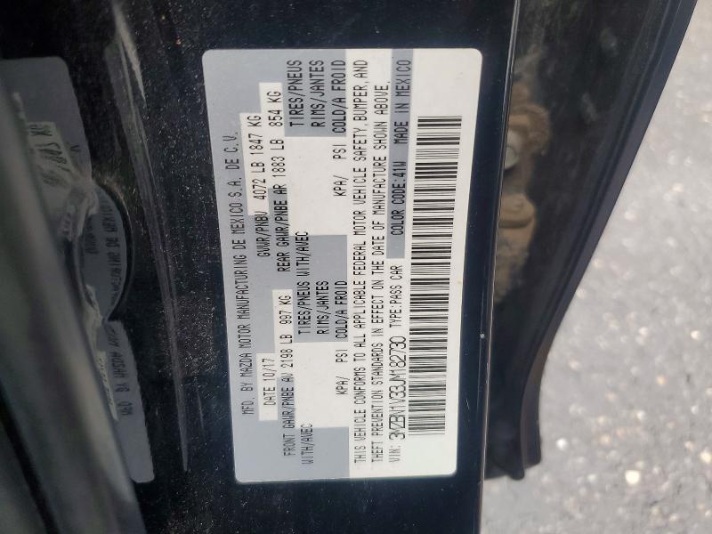 2018 Mazda 3 მანქანა იყიდება აუქციონზე, vin: 3MZBN1V33JM182730, აუქციონის ნომერი: 64100606