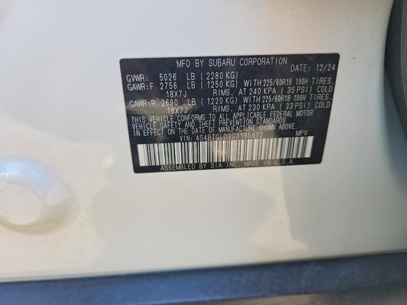 Aukcja sprzedaży 2025 Subaru Outback, vin: 4S4BTGLD3S3195872, numer aukcji: 68000156