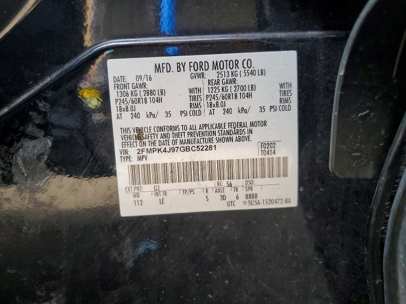 Продажа на аукционе авто 2016 Ford Edge, vin: 2FMPK4J97GBC52281, номер лота: 70545646