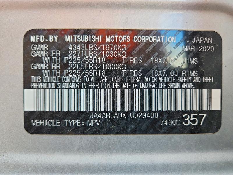 Продаж на аукціоні авто 2020 Mitsubishi Outlander Sport, vin: JA4AR3AUXLU029400, номер лоту: 68048916