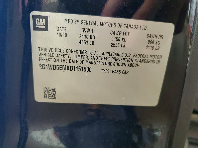 2011 Chevrolet Impala მანქანა იყიდება აუქციონზე, vin: 2G1WD5EMXB1151600, აუქციონის ნომერი: 71210506