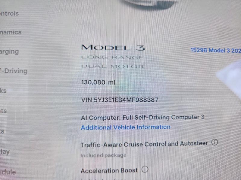 Продажа на аукционе авто 2021 Tesla Model 3, vin: 5YJ3E1EB4MF988387, номер лота: 68840386