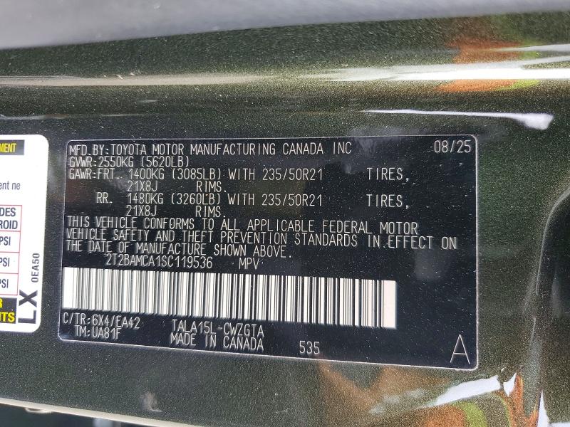 Aukcja sprzedaży 2025 Lexus Rx 350, vin: 2T2BAMCA1SC119536, numer aukcji: 68232546