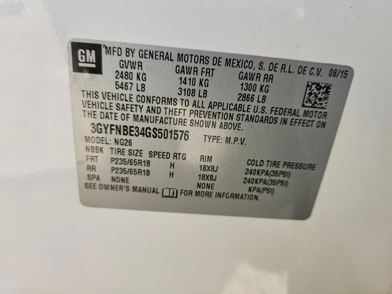 70242996 :رقم المزاد ، 3GYFNBE34GS501576 vin ، 2016 Cadillac Srx مزاد بيع