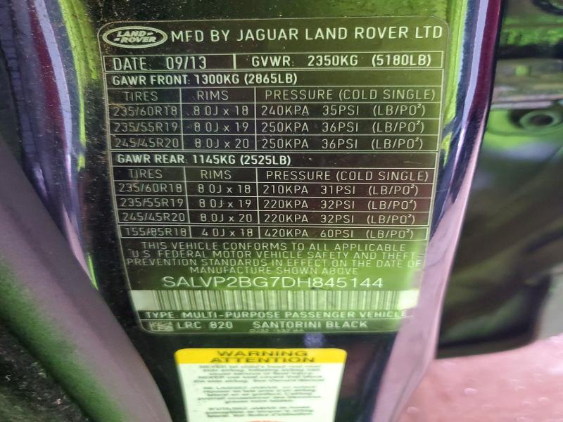 70309566 :رقم المزاد ، SALVP2BG7DH845144 vin ، 2013 Land Rover Range Rover Evoque مزاد بيع