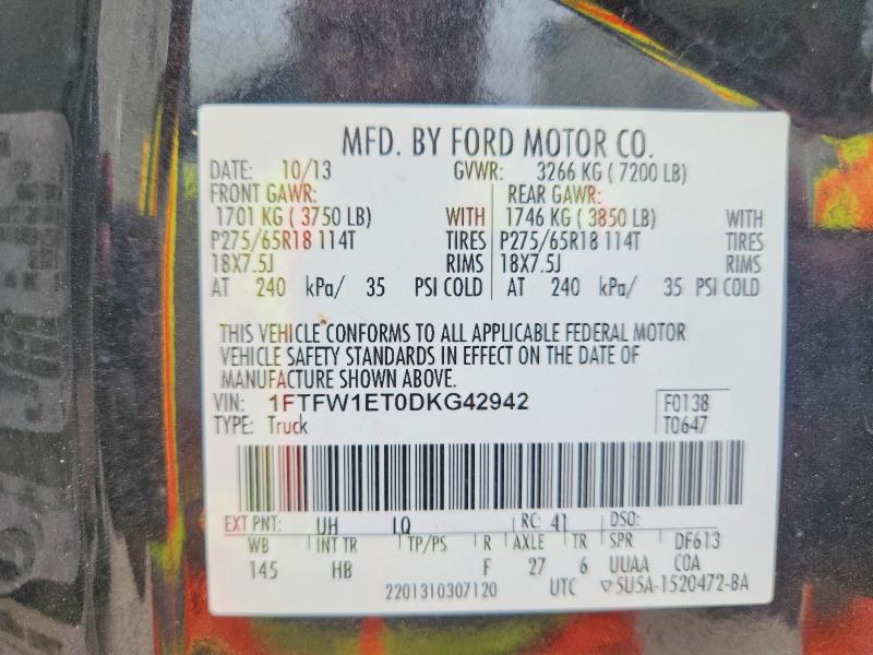 Aukcja sprzedaży 2013 Ford F150, vin: 1FTFW1ET0DKG42942, numer aukcji: 68807676