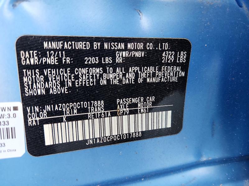 Aukcja sprzedaży 2012 Nissan Leaf, vin: JN1AZ0CP0CT017888, numer aukcji: 69066026
