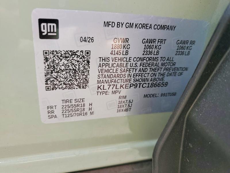 Aukcja sprzedaży 2026 Chevrolet Trax, vin: KL77LKEP9TC186659, numer aukcji: 68444626