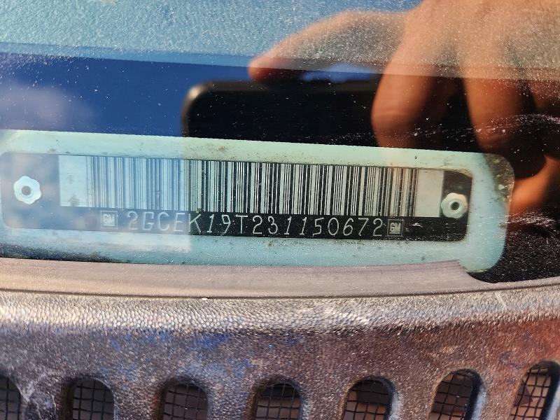 69792476 :رقم المزاد ، 2GCEK19T231150672 vin ، 2003 Chevrolet Silverado مزاد بيع