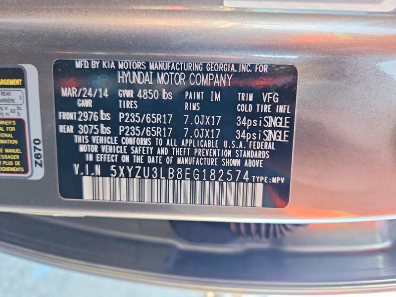69461056 :رقم المزاد ، 5XYZU3LB8EG182574 vin ، 2014 Hyundai Santa Fe Sport مزاد بيع