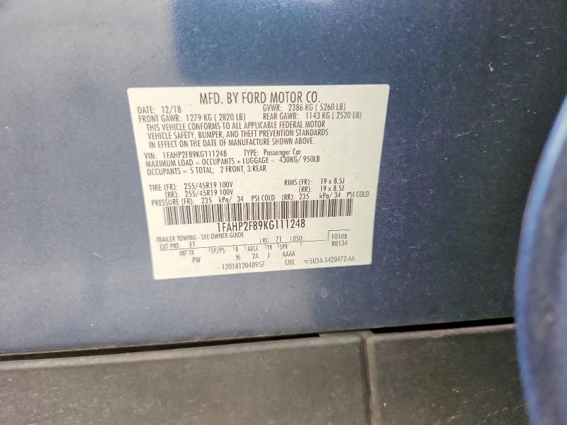 Aukcja sprzedaży 2019 Ford Taurus, vin: 1FAHP2F89KG111248, numer aukcji: 70032556
