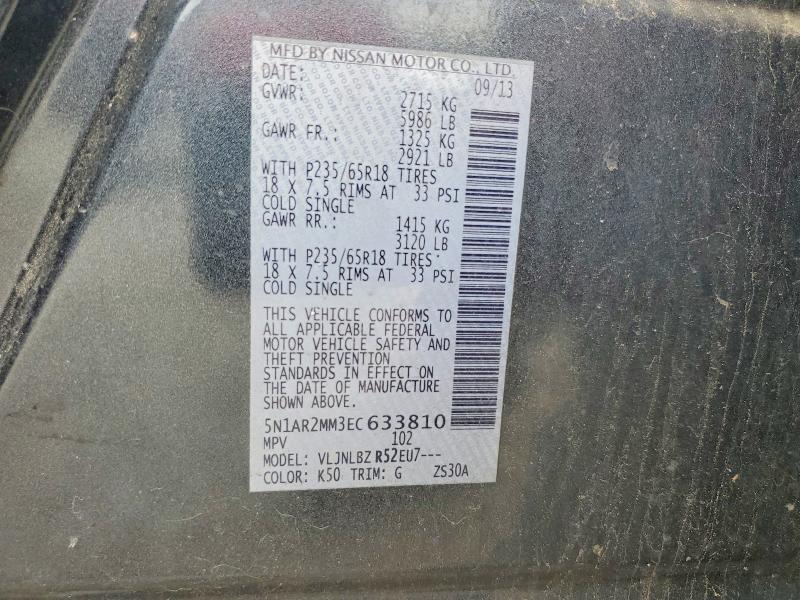2014 Nissan Pathfinder მანქანა იყიდება აუქციონზე, vin: 5N1AR2MM3EC633810, აუქციონის ნომერი: 67442216