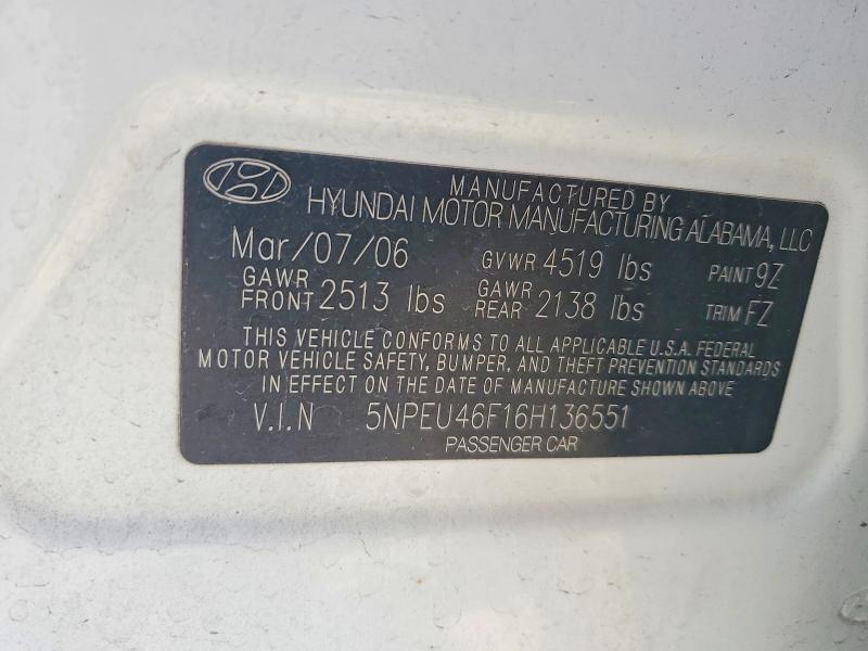 Продажа на аукционе авто 2006 Hyundai Sonata, vin: 5NPEU46F16H136551, номер лота: 70417006
