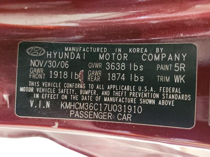 Продаж на аукціоні авто 2007 Hyundai Accent, vin: KMHCM36C17U031910, номер лоту: 69536276