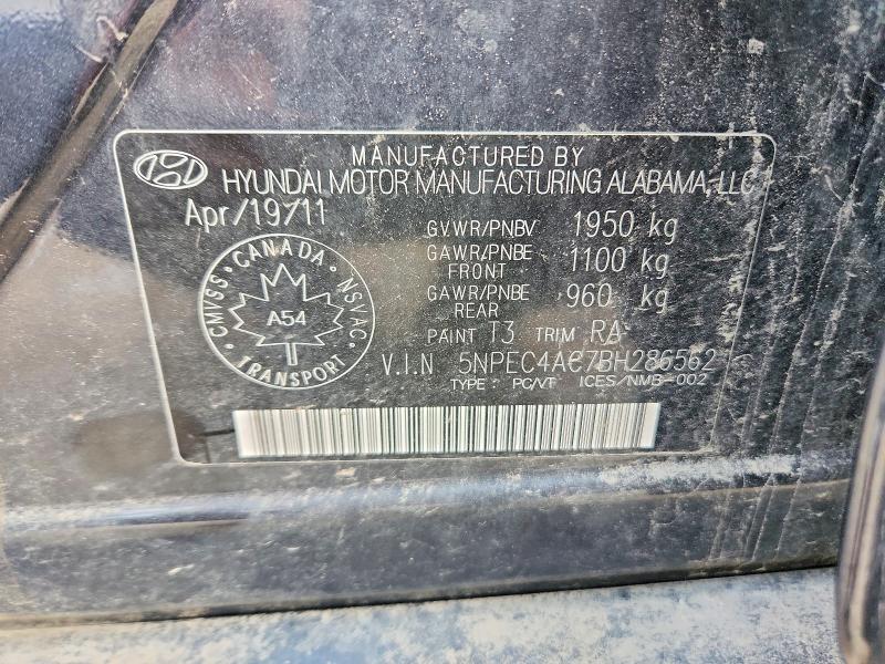 Auction sale of the 2011 Hyundai Sonata, vin: 5NPEC4AC7BH286562        , lot number: 69207286