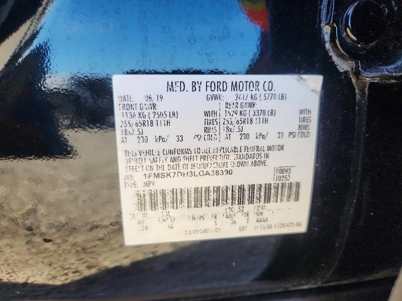 68845116 :رقم المزاد ، 1FMSK7DH3LGA38390 vin ، 2020 Ford Explorer مزاد بيع