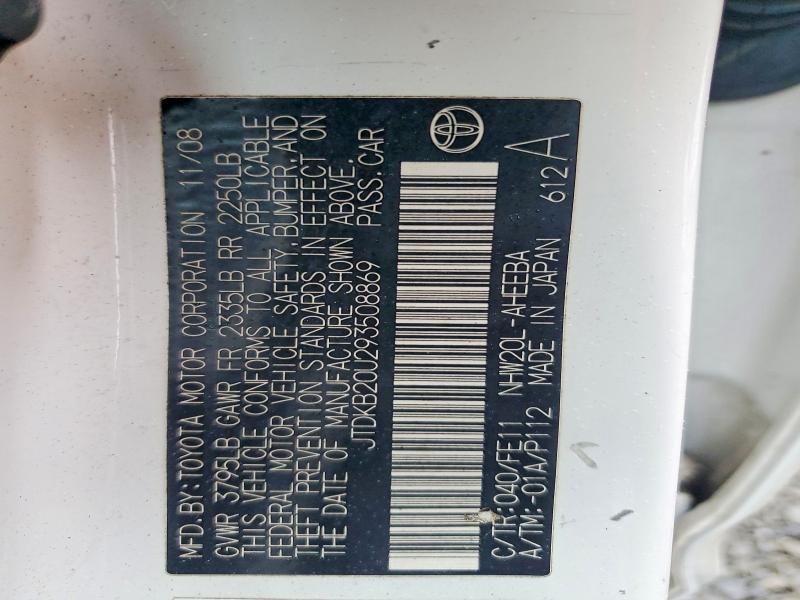 Aukcja sprzedaży 2009 Toyota Prius, vin: JTDKB20U293508869, numer aukcji: 70746686