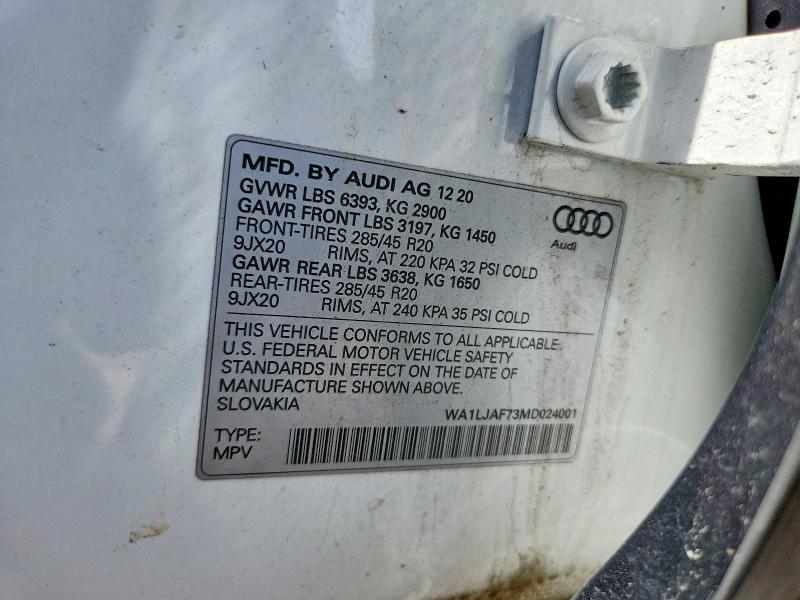 Продаж на аукціоні авто 2021 Audi Q7, vin: WA1LJAF73MD024001, номер лоту: 67649146