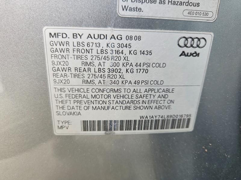 Aukcja sprzedaży 2009 Audi Q7, vin: WA1AY74L89D016795, numer aukcji: 67670176