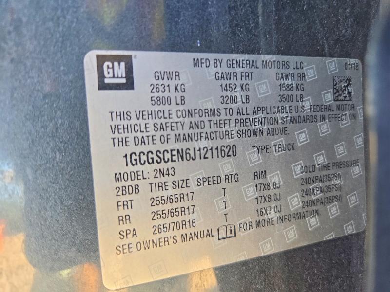 Продаж на аукціоні авто 2018 Chevrolet Colorado, vin: 1GCGSCEN6J1211620, номер лоту: 70989776