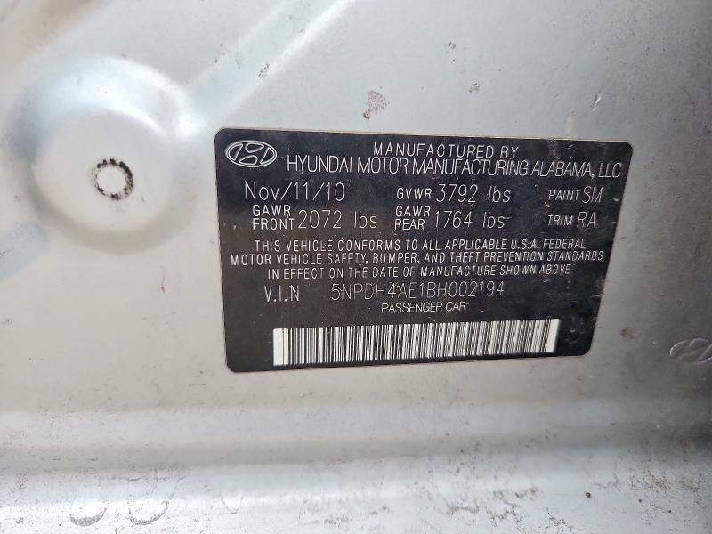 Продаж на аукціоні авто 2011 Hyundai Elantra, vin: 5NPDH4AE1BH002194, номер лоту: 67913686