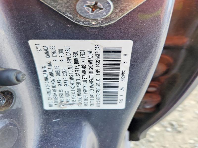 68268946 :رقم المزاد ، 2HGFB2F85FH516180 vin ، 2015 Honda Civic مزاد بيع