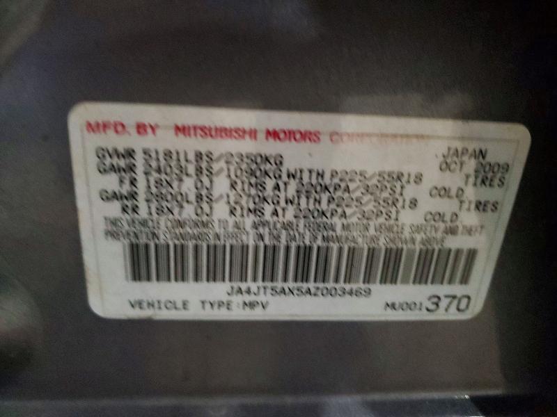 2010 Mitsubishi Outlander მანქანა იყიდება აუქციონზე, vin: JA4JT5AX5AZ003469, აუქციონის ნომერი: 67460356