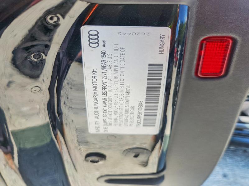 2017 Audi Tt მანქანა იყიდება აუქციონზე, vin: TRUC5AFV5H1002846, აუქციონის ნომერი: 68011036